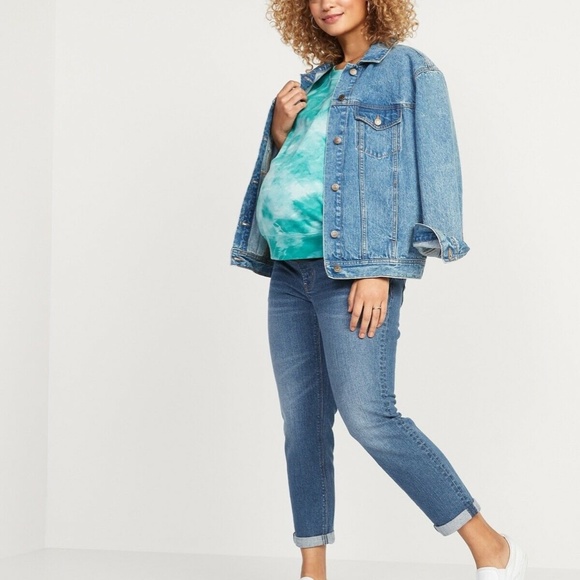 NWT: old navy Maternity Full Panel Boyfriend Straight Jeans (0 short) $70 CAD - Picture 3 of 15